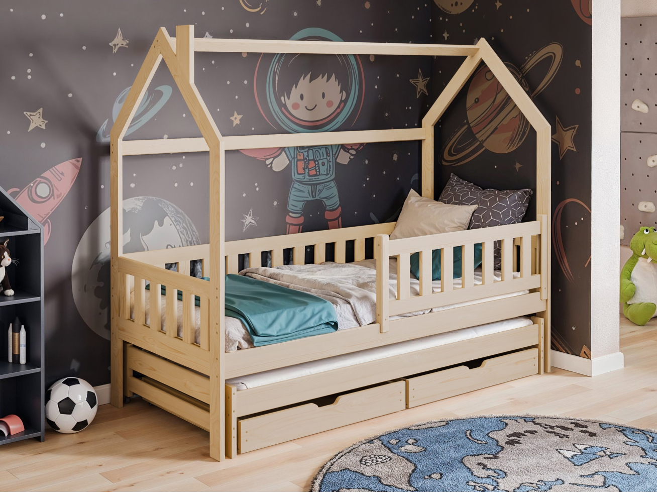 Dvigulė vaikiška lova su stalčiais MONKEY 80x160 1