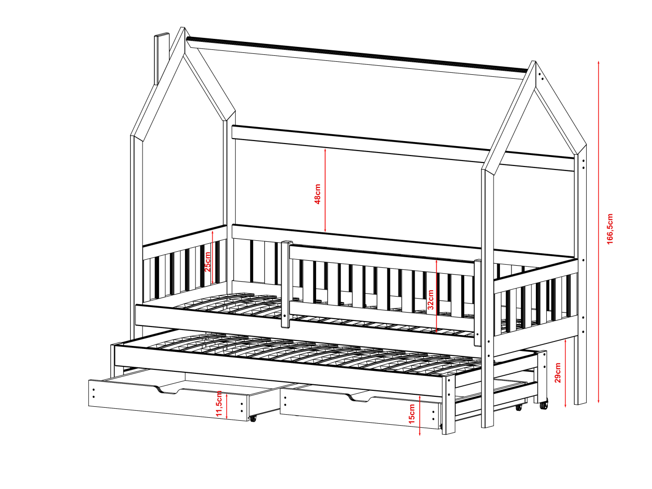 Dvigulė vaikiška lova su stalčiais MONKEY 80x160 4