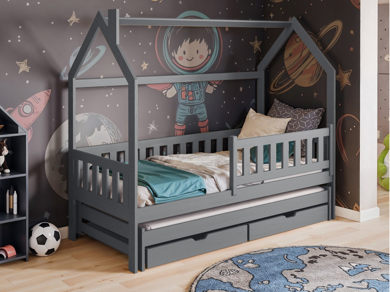 Dvigulė vaikiška lova su stalčiais MONKEY 80x160 Dvigulė vaikiška lova su stalčiais MONKEY 80x160