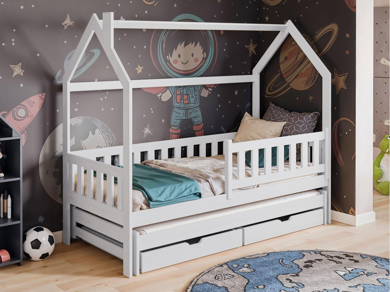 Dvigulė vaikiška lova su stalčiais MONKEY 80x180 3