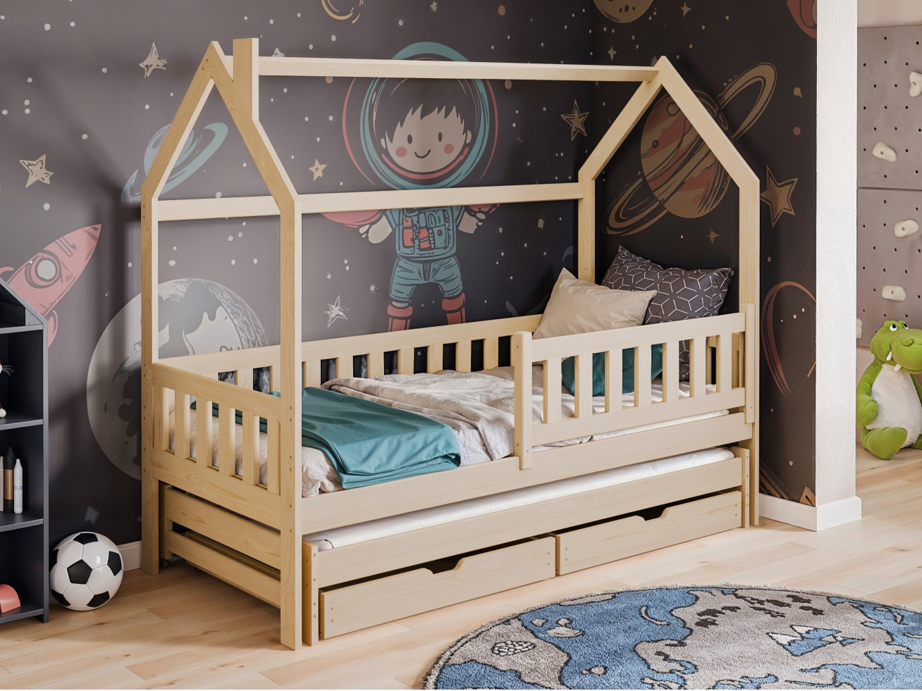 Dvigulė vaikiška lova su stalčiais MONKEY 80x200 2 Dvigulė vaikiška lova su stalčiais MONKEY 80x200 2