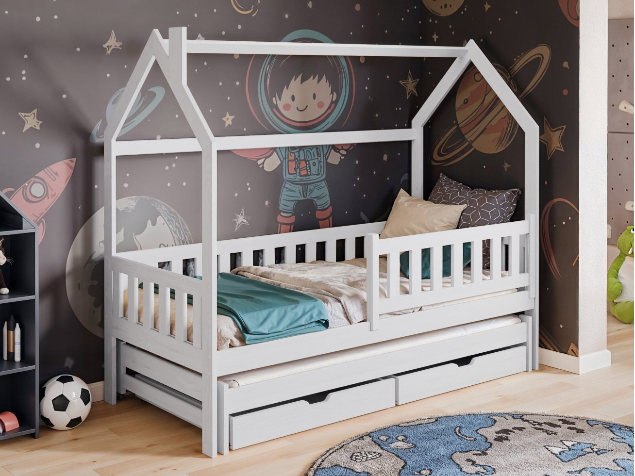 Dvigulė vaikiška lova su stalčiais MONKEY 80x200 3