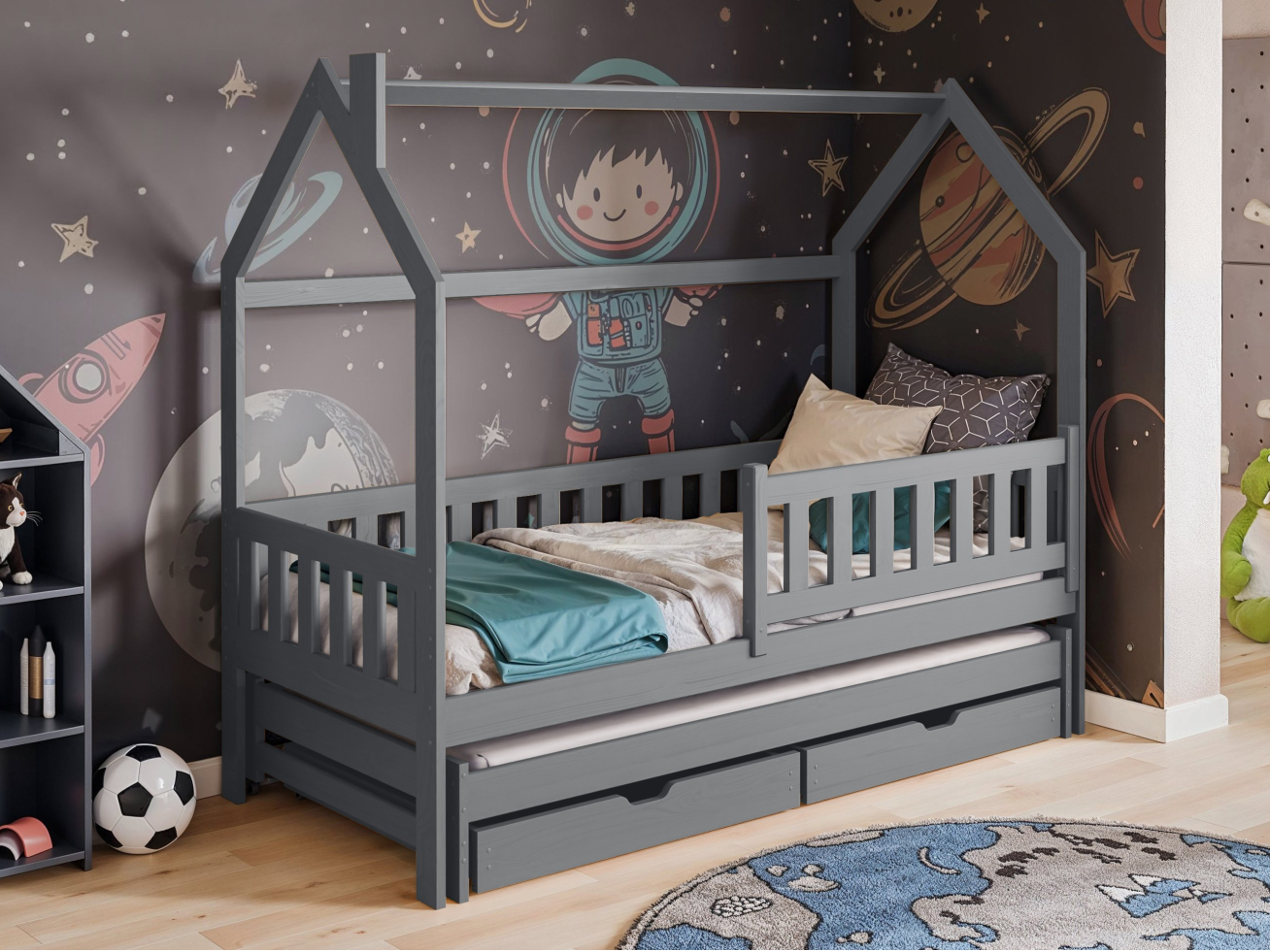 Dvigulė vaikiška lova su stalčiais MONKEY 90x190 Dvigulė vaikiška lova su stalčiais MONKEY 90x190