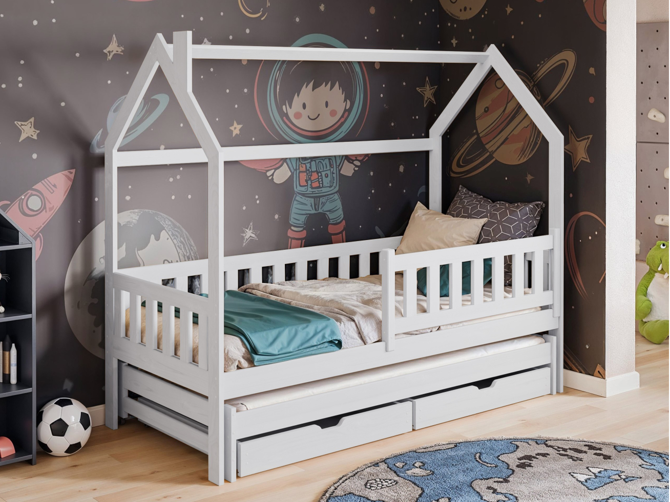 Dvigulė vaikiška lova su stalčiais MONKEY 90x200 3