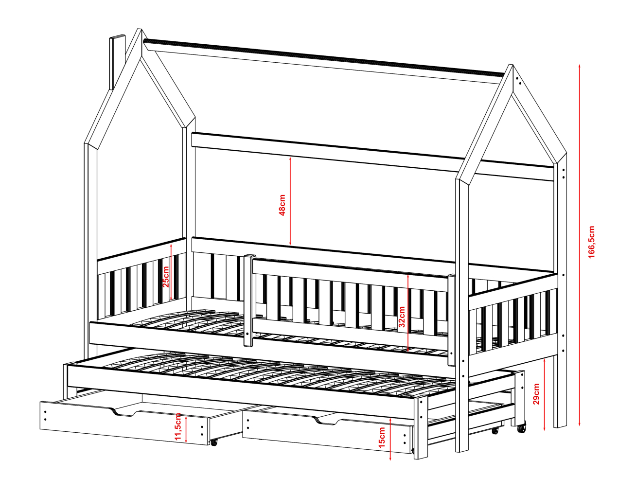 Dvigulė vaikiška lova su stalčiais MONKEY 90x200 4