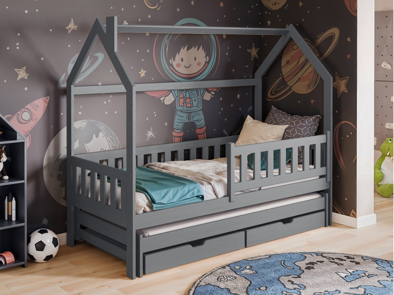 Dvigulė vaikiška lova su stalčiais MONKEY 90x200 Dvigulė vaikiška lova su stalčiais MONKEY 90x200