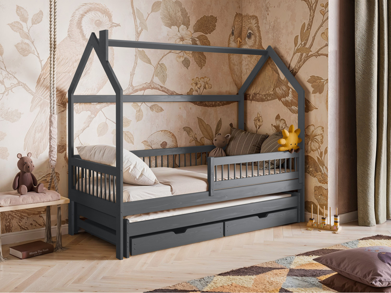 Dvigulė vaikiška lova su stalčiais PAPI 80x160 5 Dvigulė vaikiška lova su stalčiais PAPI 80x160 5