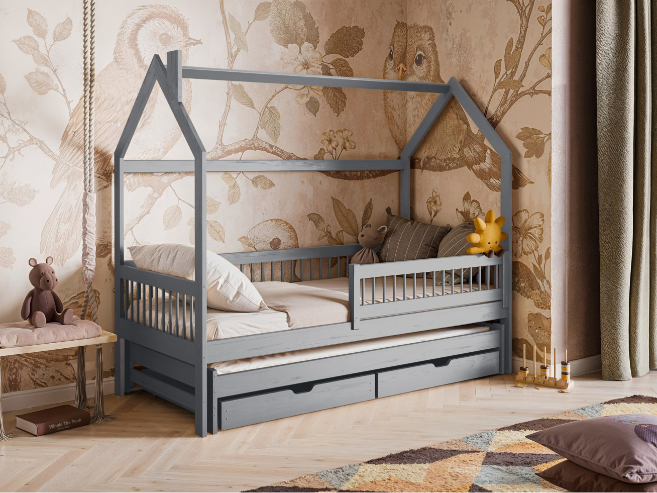 Dvigulė vaikiška lova su stalčiais PAPI 80x180 4 Dvigulė vaikiška lova su stalčiais PAPI 80x180 4