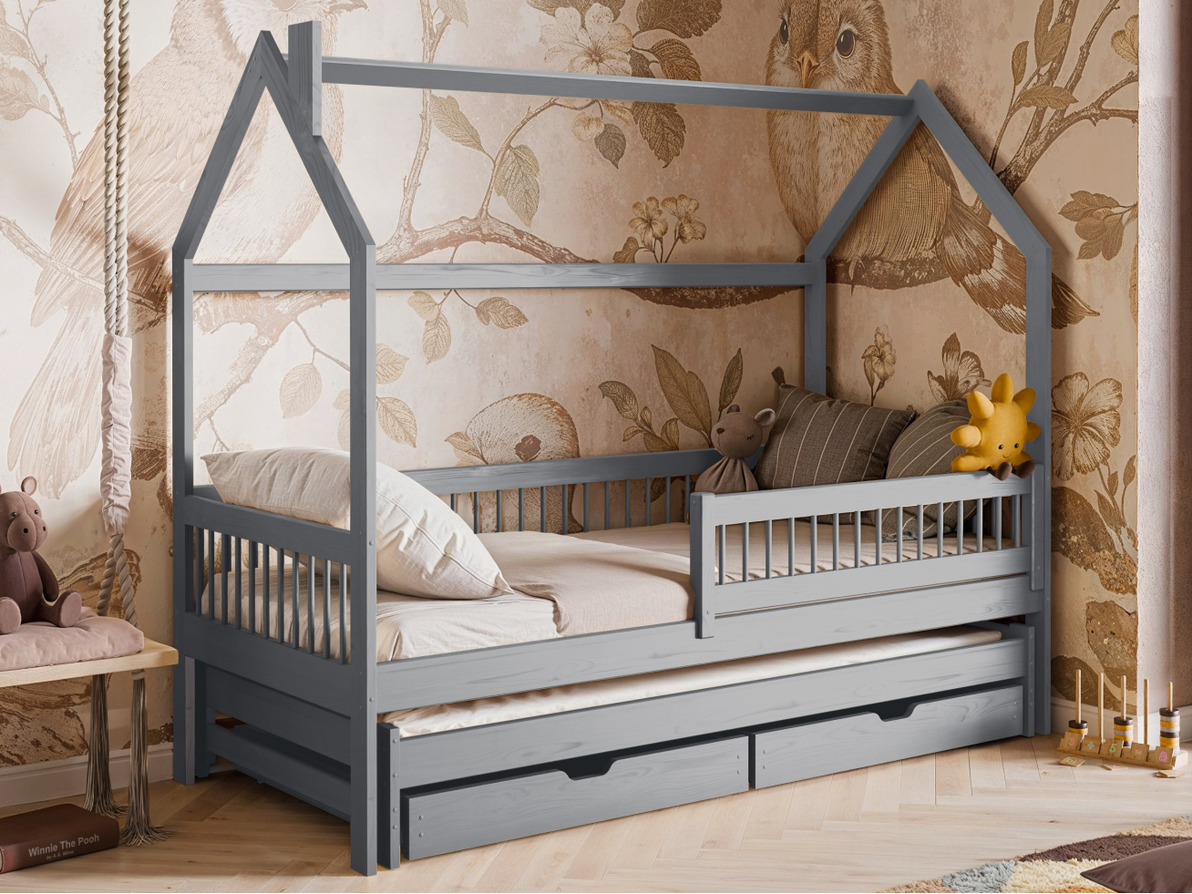 Dvigulė vaikiška lova su stalčiais PAPI 90x200 5 Dvigulė vaikiška lova su stalčiais PAPI 90x200 5