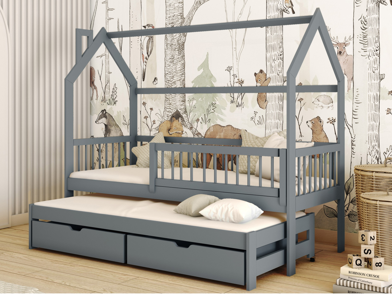 Dvigulė vaikiška lova su stalčiais PAPI 90x200 7