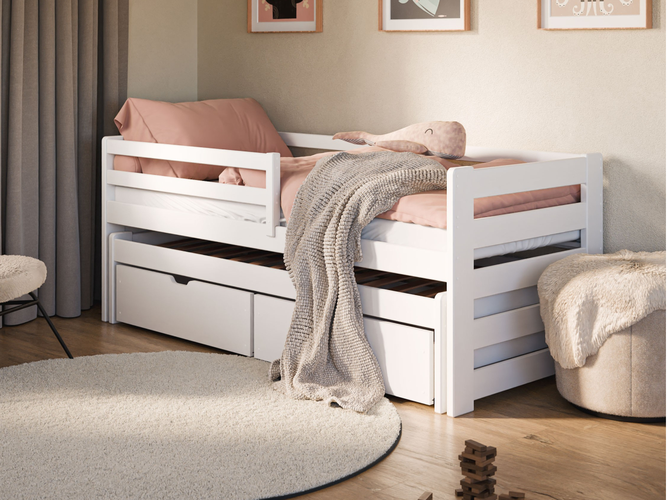 Dvigulė vaikiška lova su stalčiais SENSO 80x160 Dvigulė vaikiška lova su stalčiais SENSO 80x160
