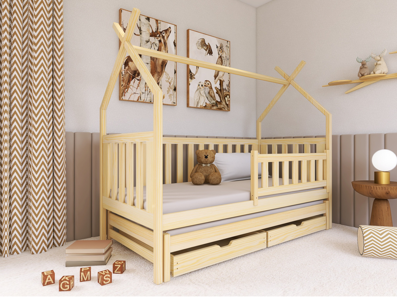 Dvigulė vaikiška lova su stalčiais TYTUS 80x160 1