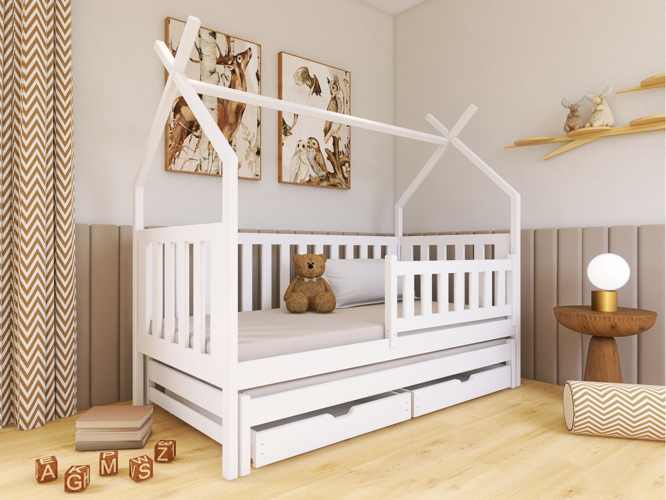 Dvigulė vaikiška lova su stalčiais TYTUS 80x160 3