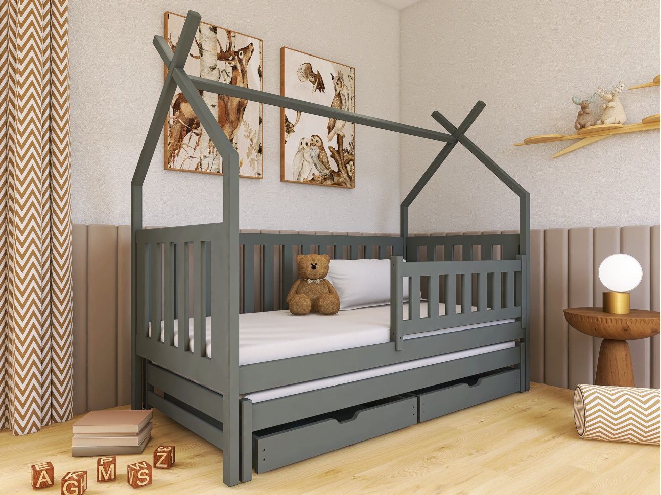 Dvigulė vaikiška lova su stalčiais TYTUS 80x160 Dvigulė vaikiška lova su stalčiais TYTUS 80x160