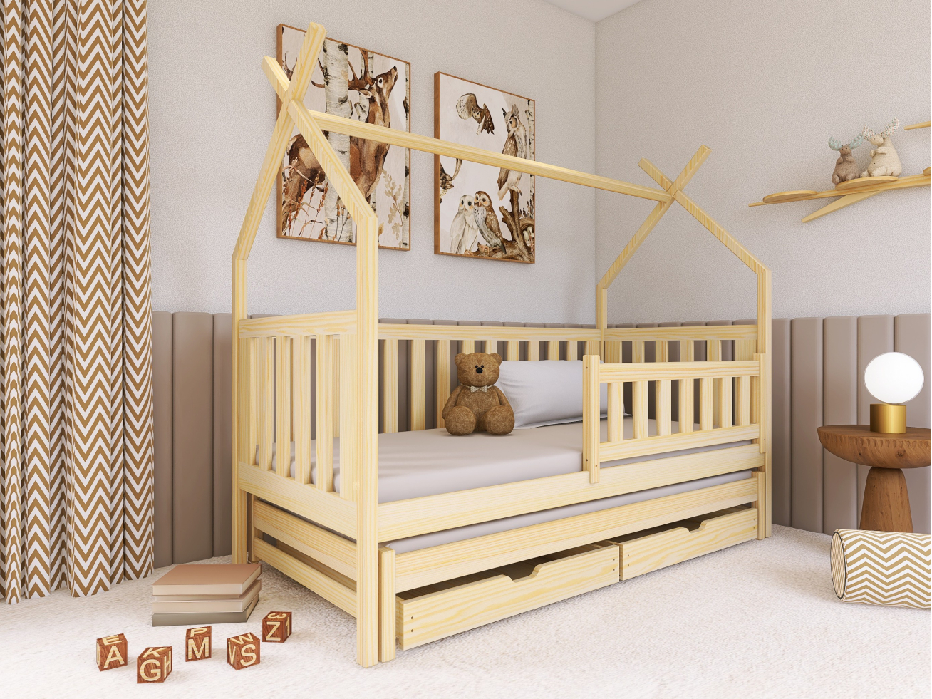 Dvigulė vaikiška lova su stalčiais TYTUS 80x180 1 Dvigulė vaikiška lova su stalčiais TYTUS 80x180 1