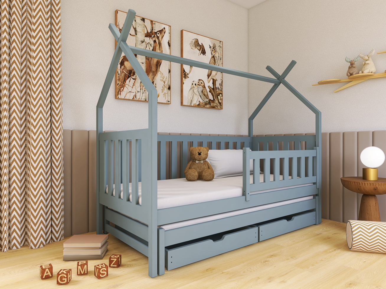 Dvigulė vaikiška lova su stalčiais TYTUS 80x180 2