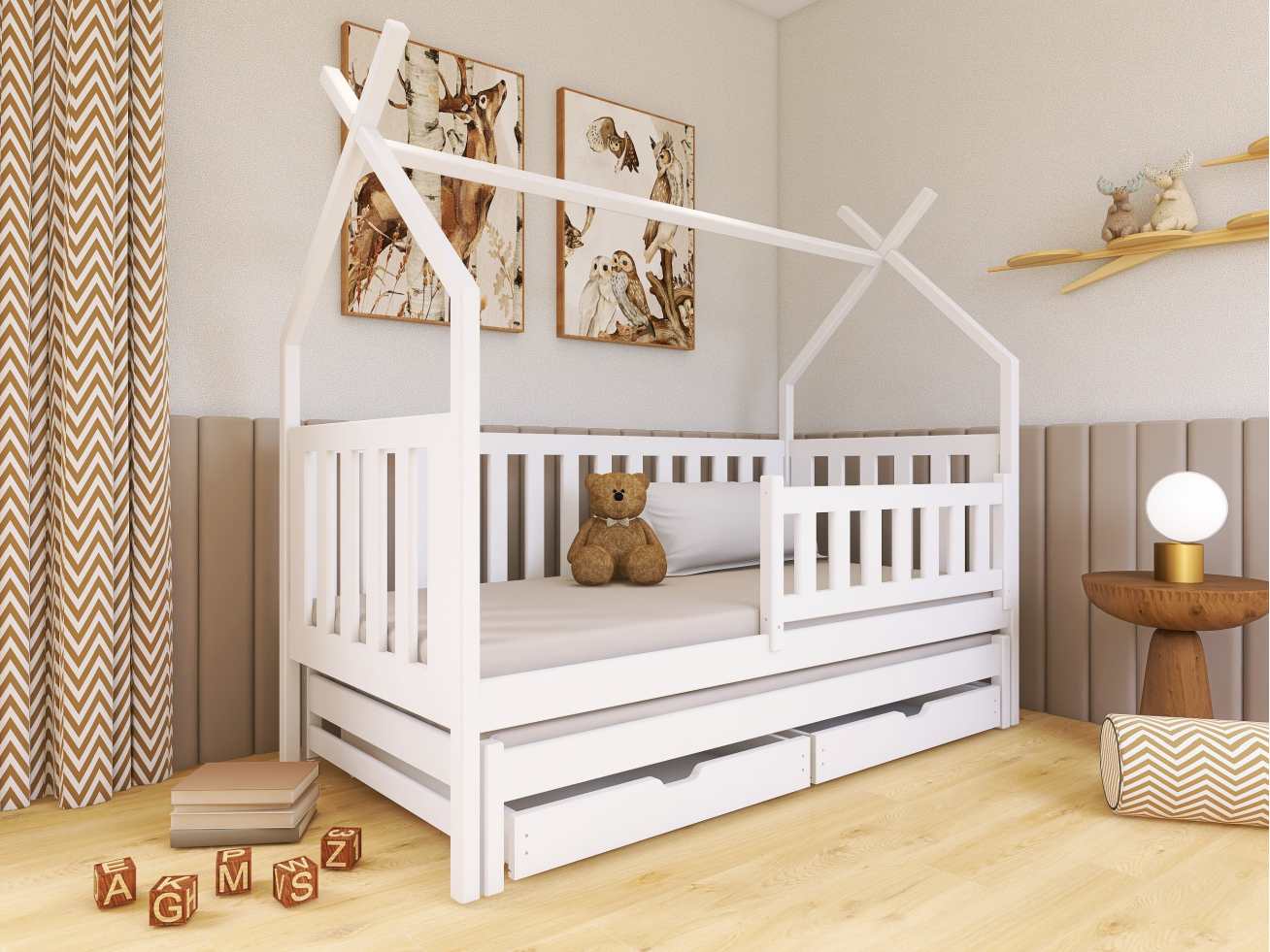 Dvigulė vaikiška lova su stalčiais TYTUS 80x180 3