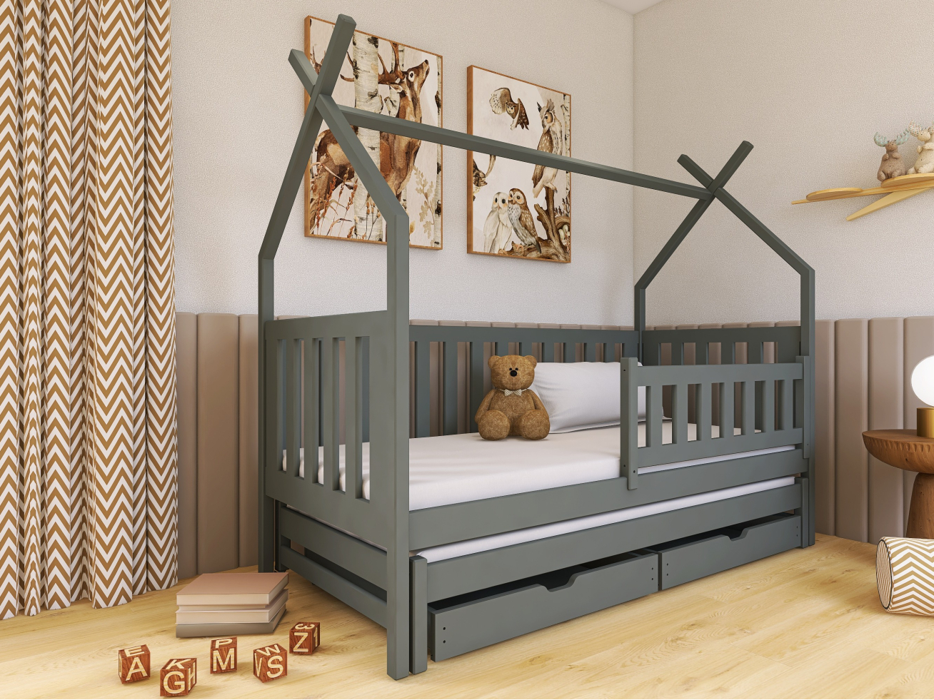 Dvigulė vaikiška lova su stalčiais TYTUS 80x200 Dvigulė vaikiška lova su stalčiais TYTUS 80x200