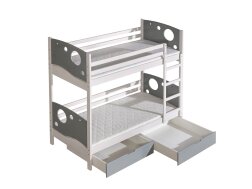 Dviaukštė lova su stalčiais KEVIN 190x80