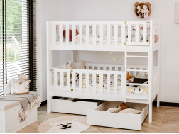 Dviaukštė vaikiška lova su stalčiais KSAWERY 80x180