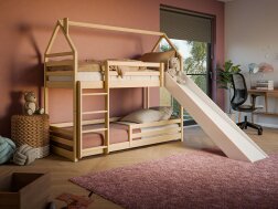 Dviaukštė vaikiška lova su čiuožykla PLAY 80x180