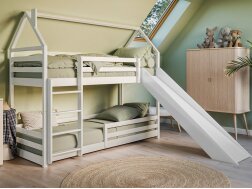 Dviaukštė vaikiška lova su čiuožykla PLAY 90x200