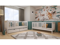 Dviaukštė vaikiška lova su stalčiais DAWID 80x160