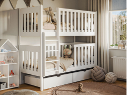 Dviaukštė vaikiška lova su stalčiais DAWID 90x190