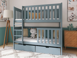 Dviaukštė vaikiška lova su stalčiais DAWID 90x190