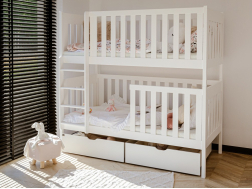 Dviaukštė vaikiška lova su stalčiais DAWID 90x200