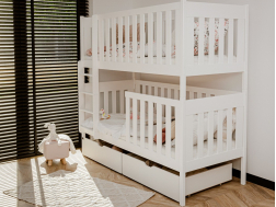 Dviaukštė vaikiška lova su stalčiais DAWID 90x200