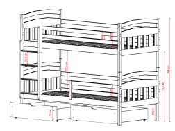Dviaukštė vaikiška lova su stalčiais GABI 80x200