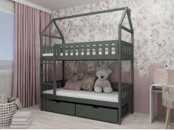 Dviaukštė vaikiška lova su stalčiais GAJA 80x180