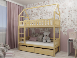 Dviaukštė vaikiška lova su stalčiais GAJA 80x180