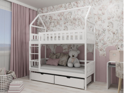 Dviaukštė vaikiška lova su stalčiais GAJA 80x200