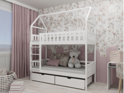 Dviaukštė vaikiška lova su stalčiais GAJA 90x200