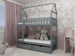 Dviaukštė vaikiška lova su stalčiais GAJA 90x200