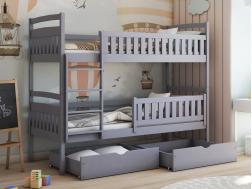 Dviaukštė vaikiška lova su stalčiais IGNAS 80x180