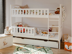Dviaukštė vaikiška lova su stalčiais IGNAS 90x190