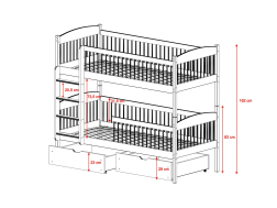Dviaukštė vaikiška lova su stalčiais LUNA 80x180