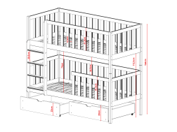 Dviaukštė vaikiška lova su stalčiais MICHALINA 90x190