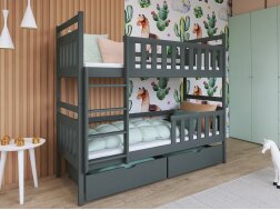 Dviaukštė vaikiška lova su stalčiais MONIKA 80x180