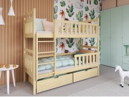Dviaukštė vaikiška lova su stalčiais MONIKA 90x190