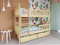 Dviaukštė vaikiška lova su stalčiais MONIKA 90x200