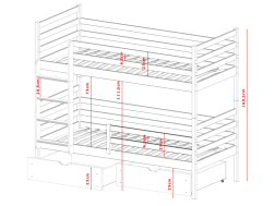 Dviaukštė vaikiška lova su stalčiais NEMO 90x190
