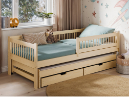 Dvigulė vaikiška lova su stalčiais SOFTI 80x160