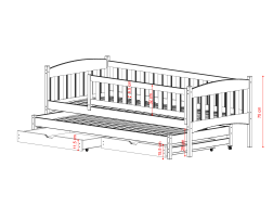 Dvigulė vaikiška lova su stalčiais AMELKA 90x200