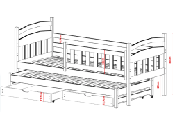 Dvigulė vaikiška lova su stalčiais GALAXY 80x180
