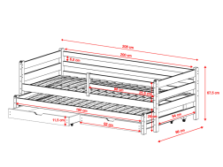 Dvigulė vaikiška lova su stalčiais HABI 90x200