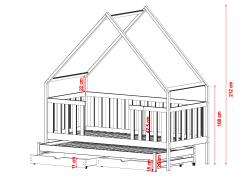 Dvigulė vaikiška lova su stalčiais MAGIC 80x180